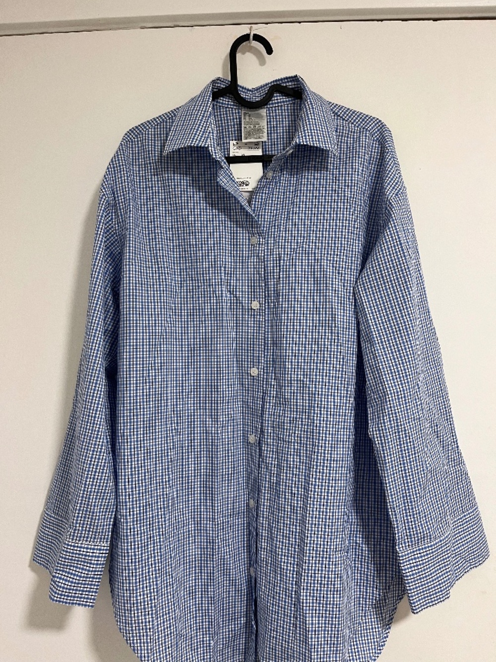 Oversized blue check shirt